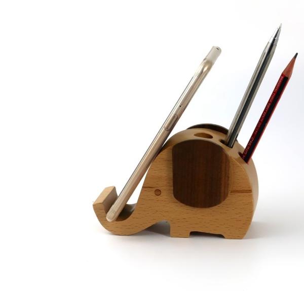 Pen Holders Wooden Pen Pencil Holder Wood Elephant Gifts for Office Desk Decor