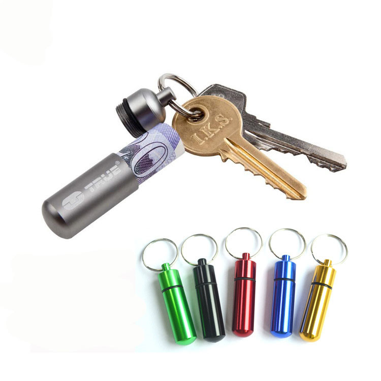 Portable Aluminium Medicine Box Storage Keychain Logo Customized