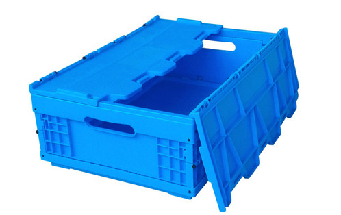 China Attached Lid Collapsible Handheld Plastic  Containers &  Standard Folding Crates, Collapsible Crates, Ergonomi on sale
