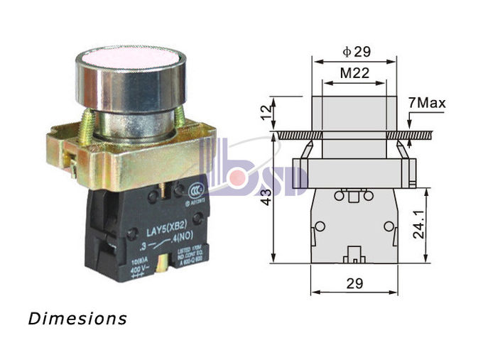 LAY5(XB2)-BA42 Red color  flat button in spring return for control panel