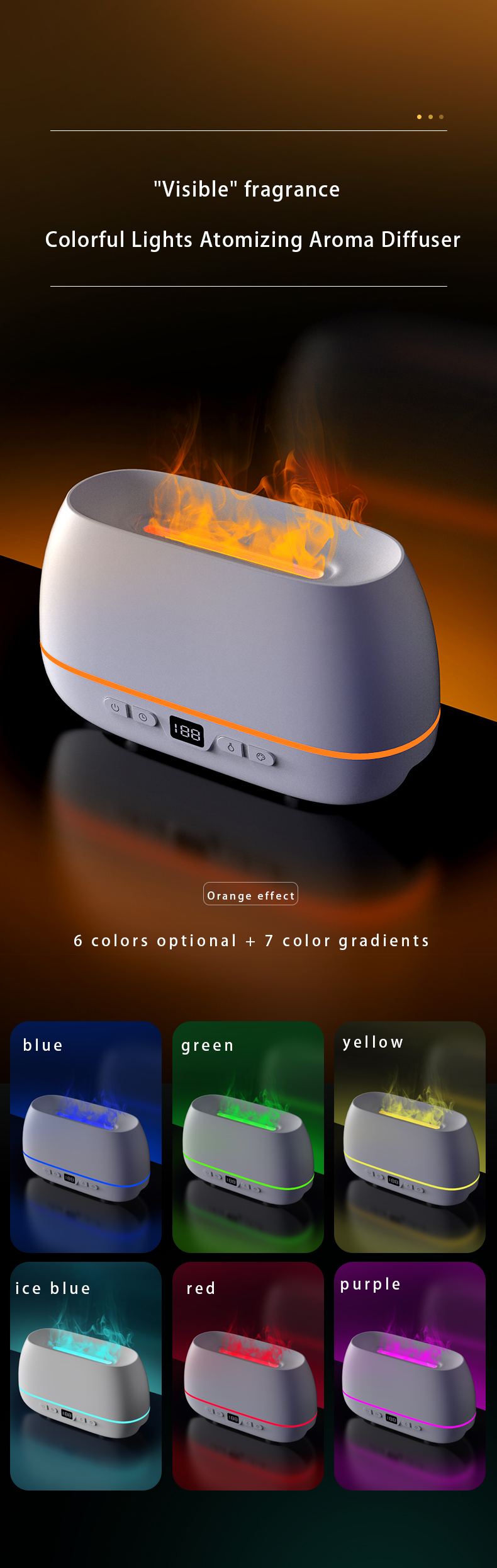 2023 New Design Ultrasonic Flame Diffuser 200ml RGB Light Flame Humidifier With Remote Controller Aroma Diffuser For Household