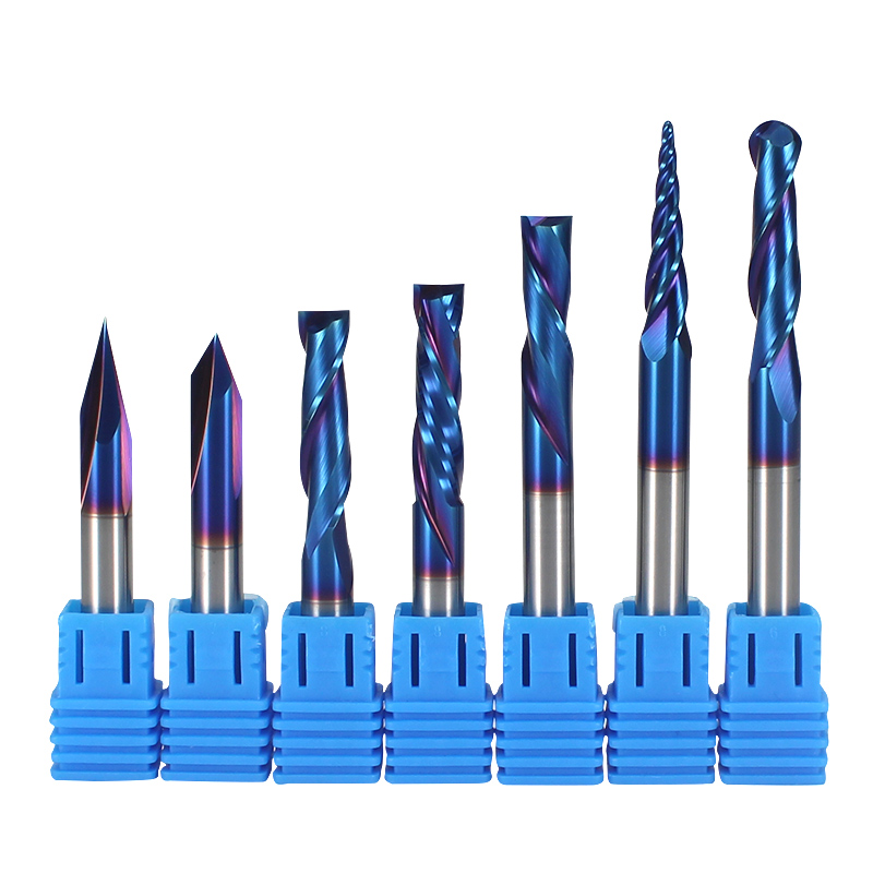 Solide Carbide Shank Spiral Down Cut 2F Tapper Ball Nose Router Bit Wood Milling Cutter Tools Spherical End Conical Cutter