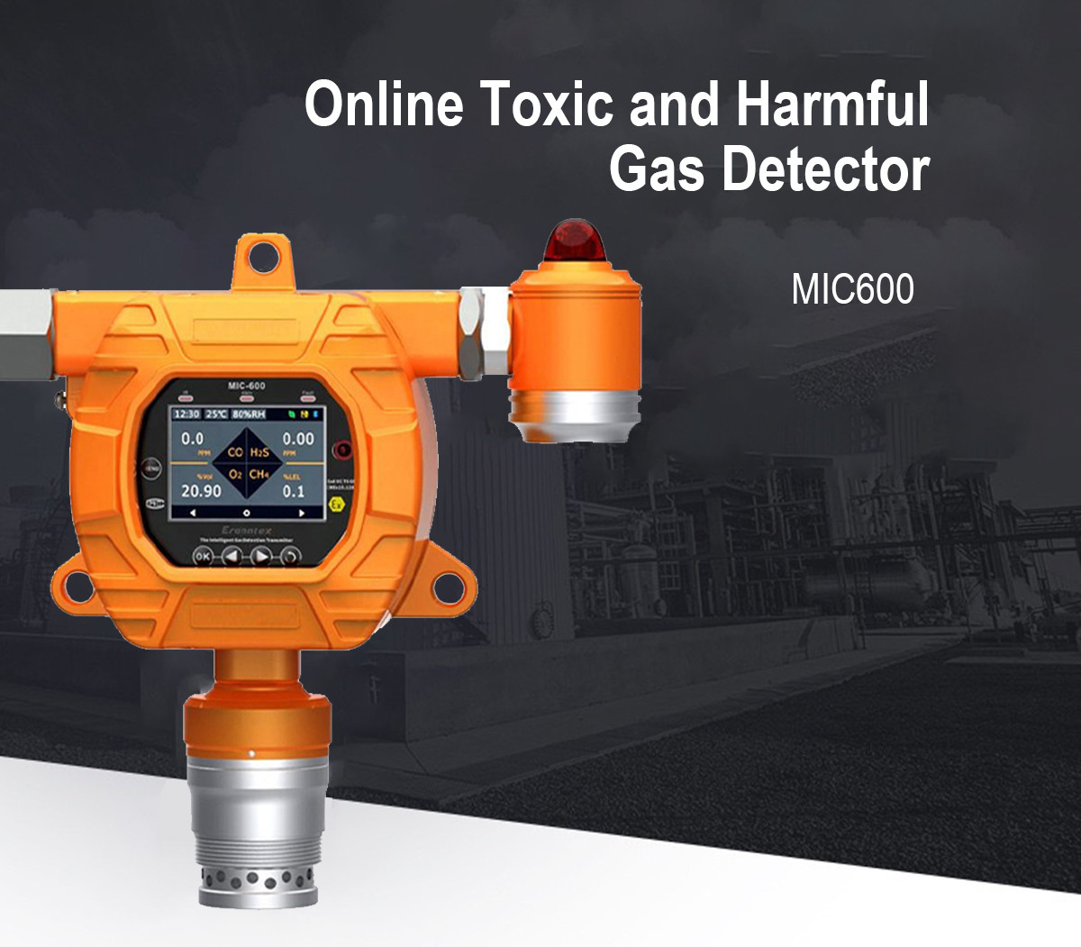 MIC600 CO Cl2 Fixed Gas Leak Detector Fast Response 0 - 1 Ppm Range