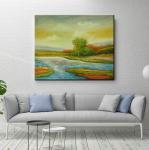 Handmade Nature Scenery Oil Painting on Canvas Abstract Colorful Field Landscape