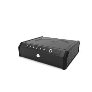 Beige Biometric Handgun Safe with Electronic Lock and Fingerprint Verification