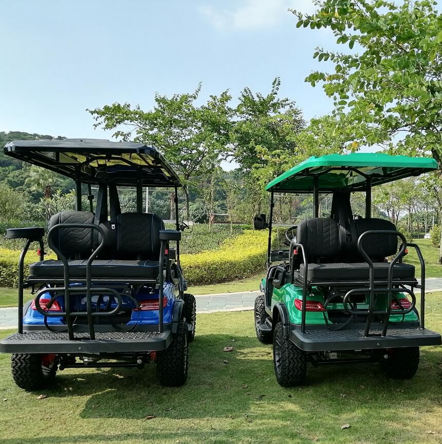 High Chassis Electric Golf Cart 4 Wheel Disc Brake Off Road Wheel 10 Inch Display 4 Seater