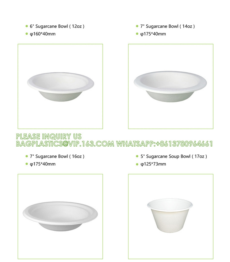 Biodegradable Disposable Compostable Sugarcane Bagasse Food Container Paper Pulp Bowl 12oz 24oz 32oz Round Salad