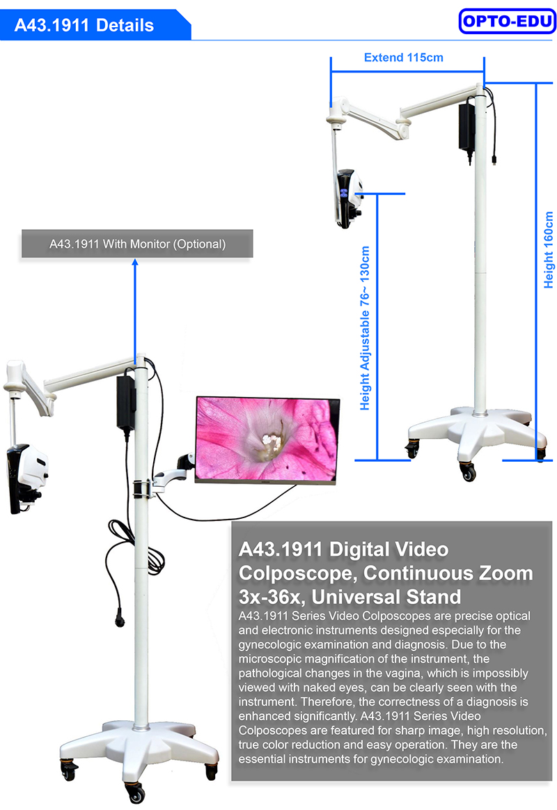 A43.1911 Video Colposcope Digital Continuous Zoom 3x-36x