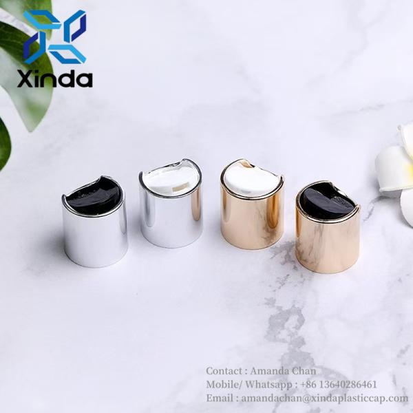 Aluminum Cosmetic Bottle Caps Disc Top Screw Metal Press Bottle Cap For Shampoo