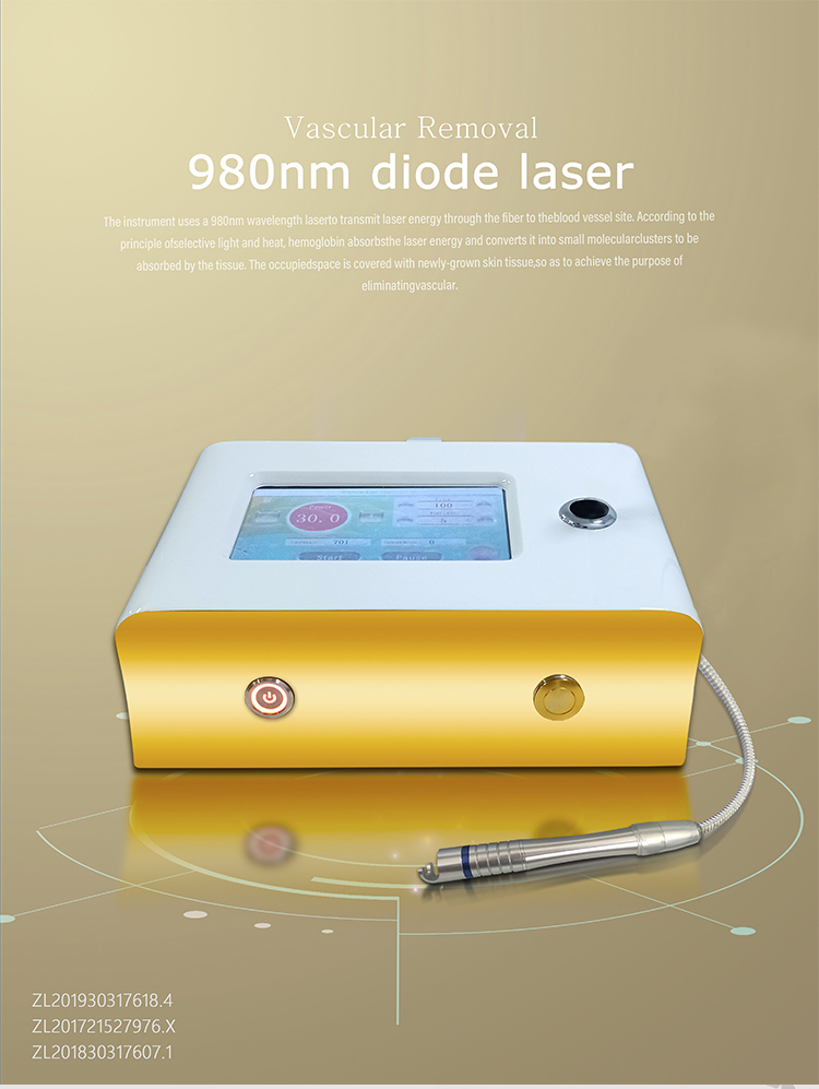 Diode Laser Spider Vein Removal Machine Air Cooling Nail Fungus Treatment 980nm