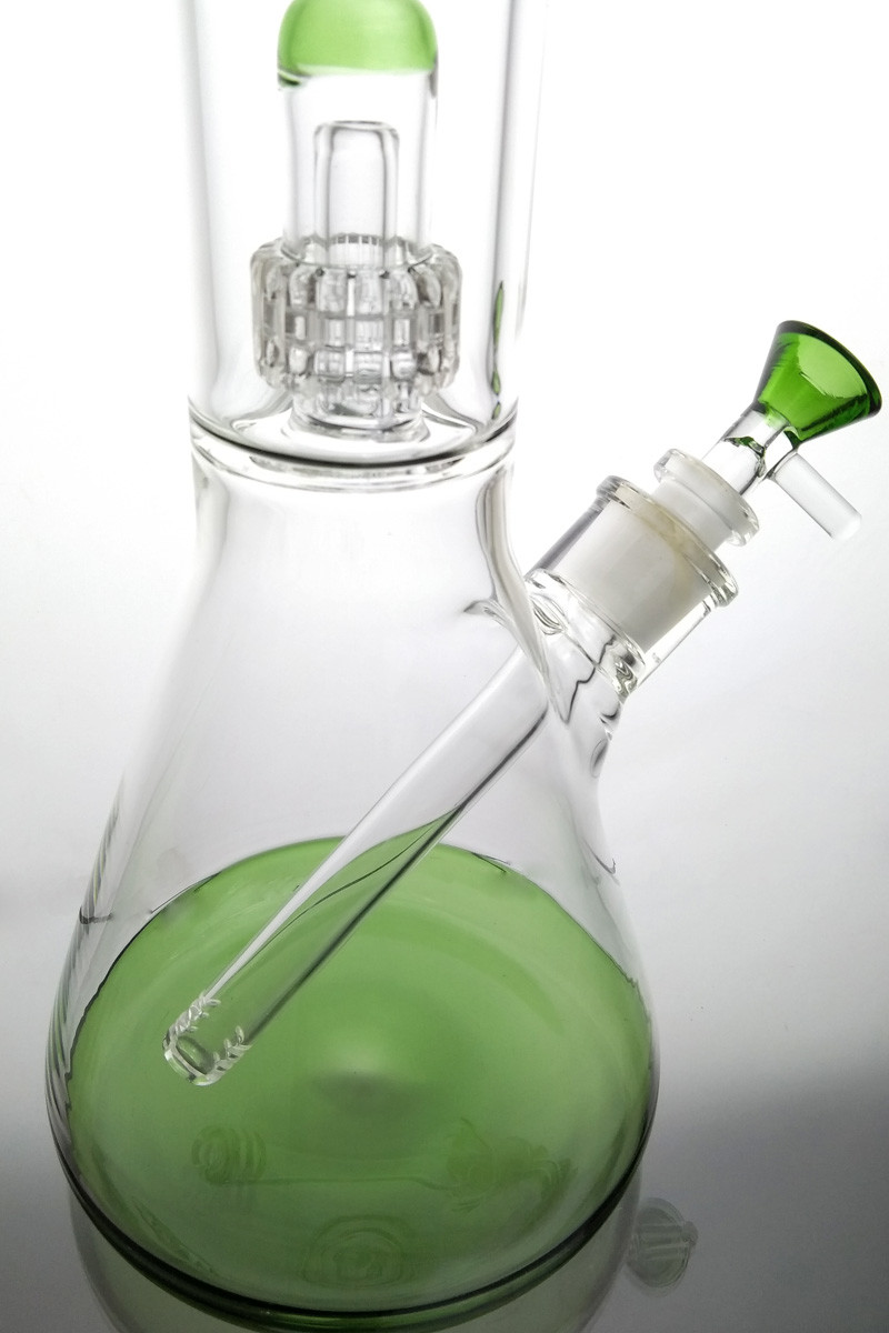 14.4mm Bottom Beaker Glass Water Bongs 15" Rasta Big Base Ice Water Pipes