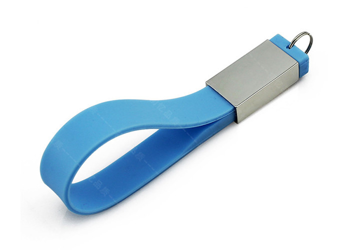 Factory supply customized logo 64G 3.0 blue color Wrist USB with tin box packing