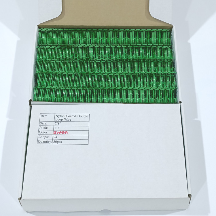Green Twin Ring Nylon Twin Loop Wire Binding 3:1 Electroplated