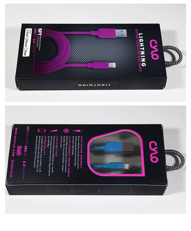 Custom Logo 300gsm paper Data Cable Packaging Box Retail Blister Pack With 4c Printing