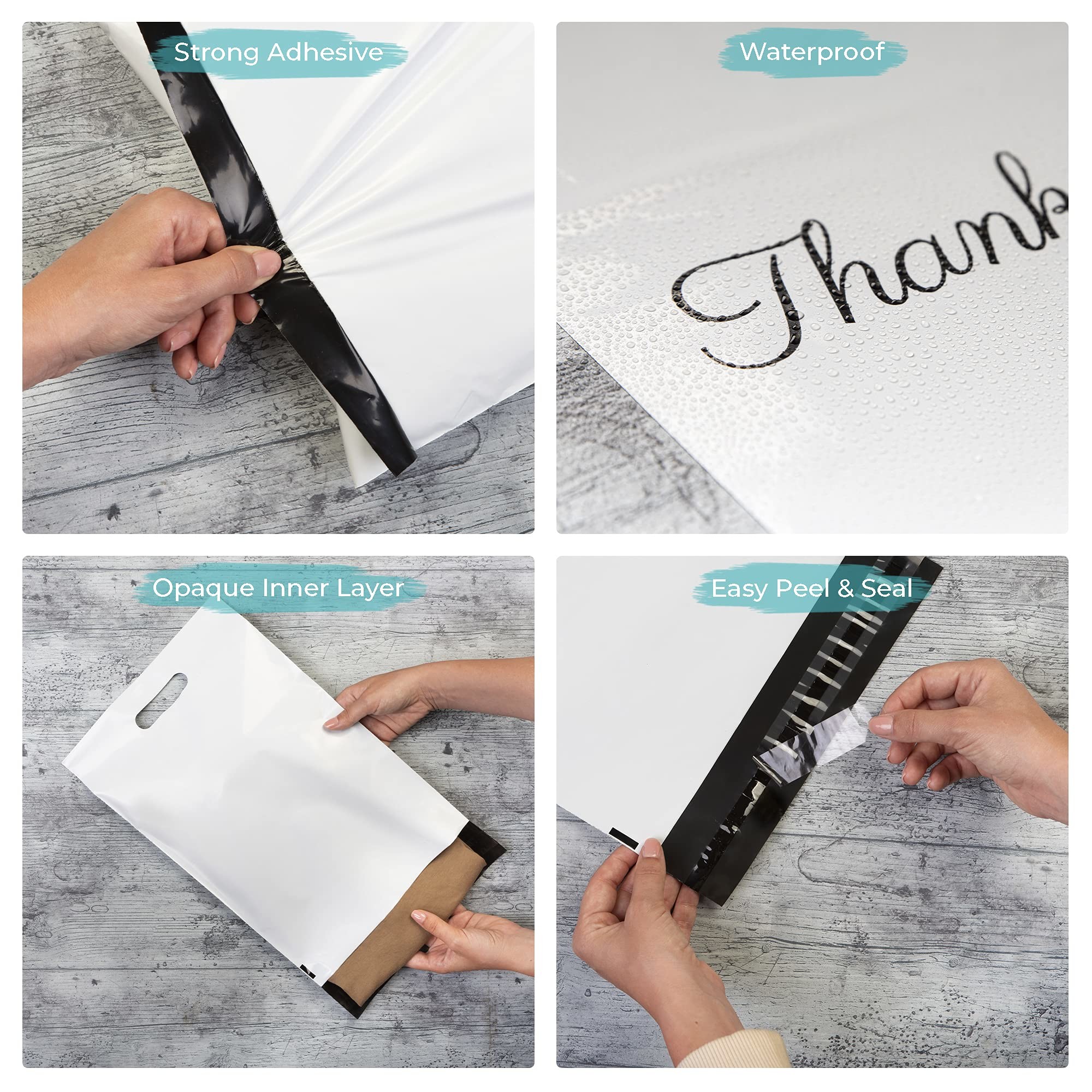 Waterproof Thank You Poly Mailers , Handled Poly Mailing Bag 12 X 15.5