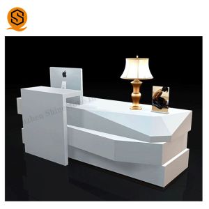 Solid Surface 2 Person Reception Desk With Seamless Joint