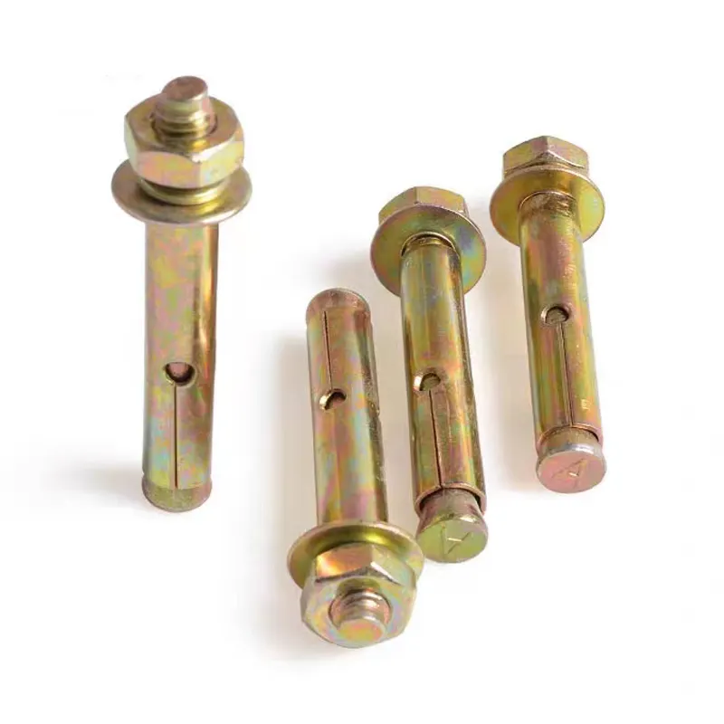 Metal Expansion Screw Yellow Zinc Plated High Carbon Steel Sleeve Anchor Bolts