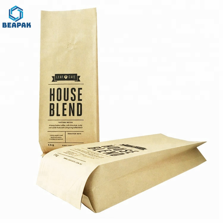 Printed Kraft Paper 180 Micron One Way Valve Coffee Bags