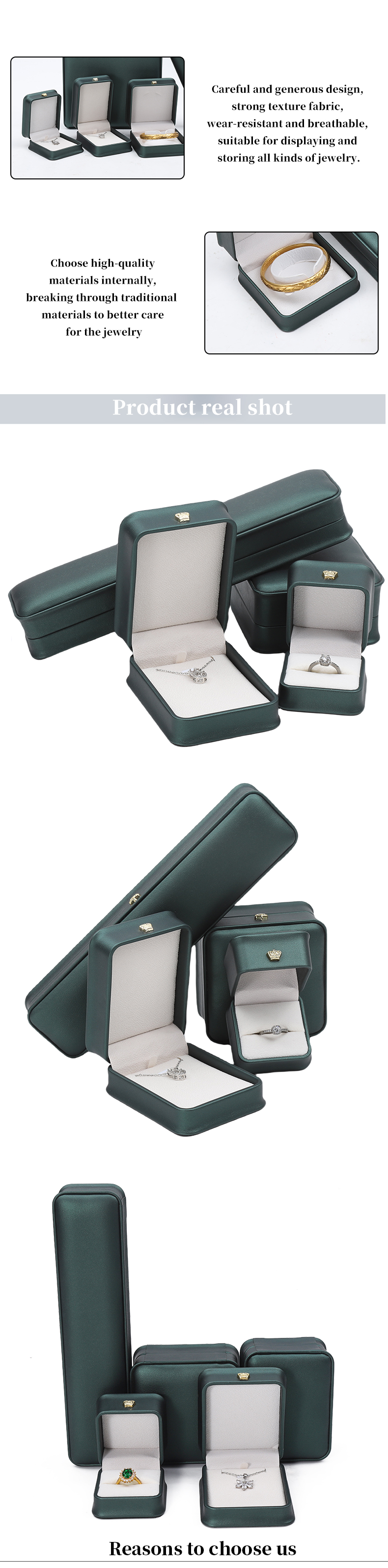 Crown Ornament Round-Corner PU Leather Jewelry Storage Box Set for Pendant Rings