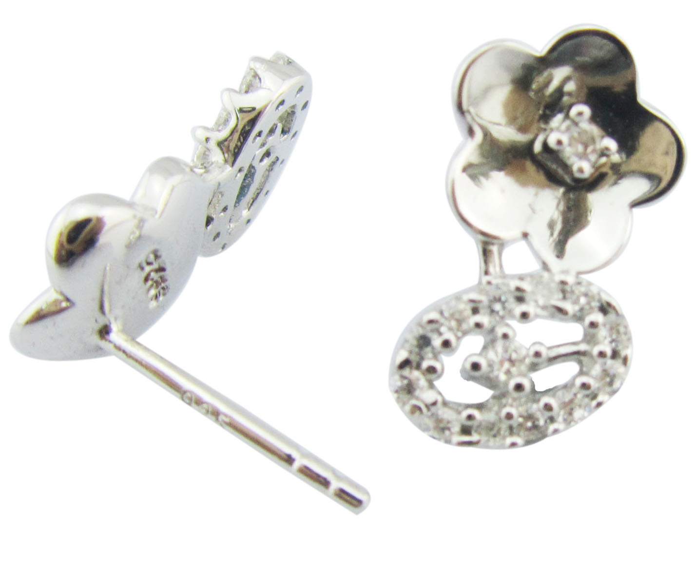 Cz Stone Size 1.0-1.25mm Nickel-Free Cubic Zirconia 925 Silver Earrings With Design Flower Earring Sterling Silver Rose