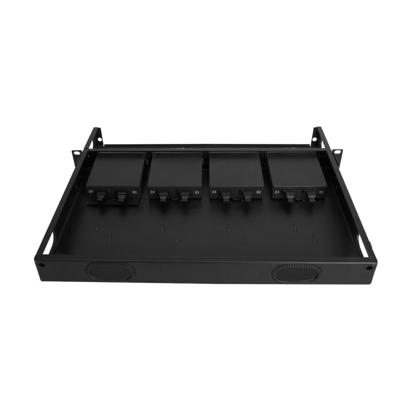19" 1U Fixed Patch Panel MPO MTP Rack Mount Distribution Panel With 4 Individule MPO Modules