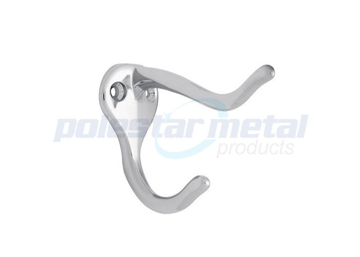 Zinc Alloy Decorative Door Hardware Polished Brass Double Prong Robe Hook 2-1/3"