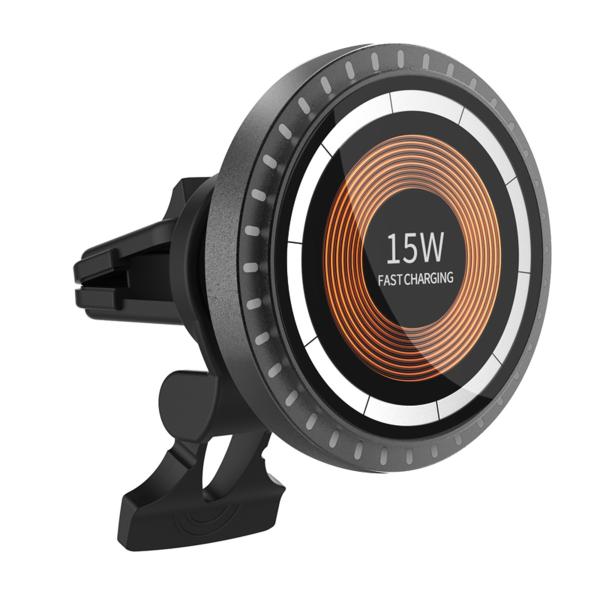 Night Light Fast Wireless Car Charger Magnetic Mobile Phone Holder 15W