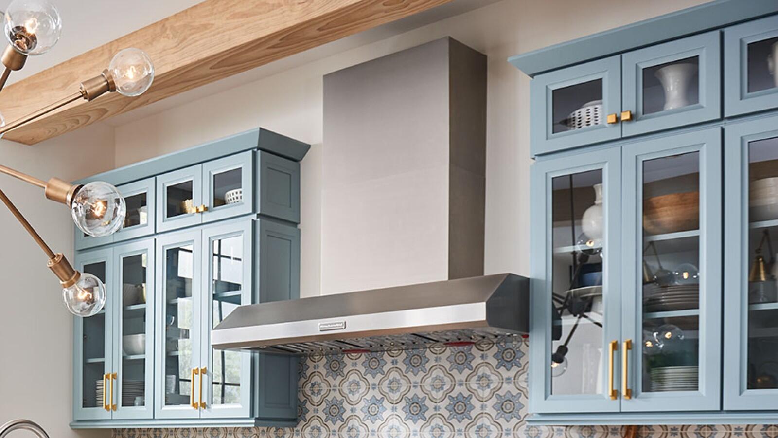 YALIG Shaker Blue Modular Kitchen Cabinets Customized Veneer Color Ready to Assemble