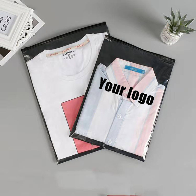 Polyethylene Clothing Zipper Bag Black Frosted Custom Logo Printing Recyclable