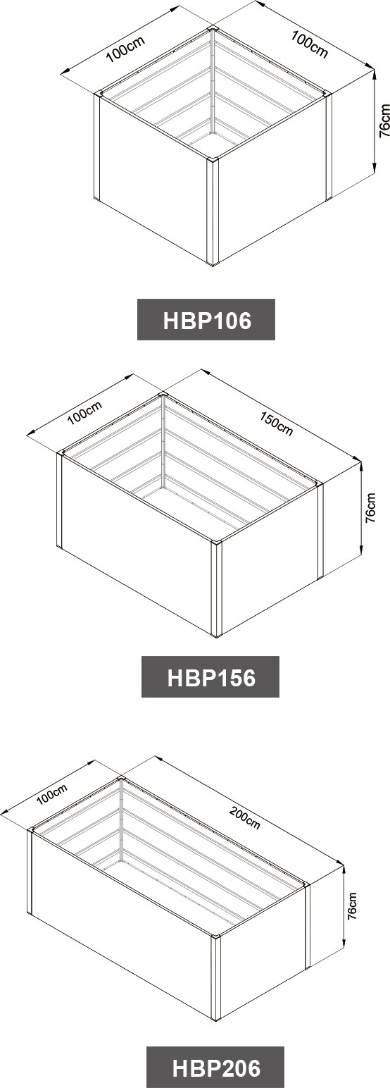 HBP Series Metal Raised Garden Beds 0.6mm Galvanised Steel