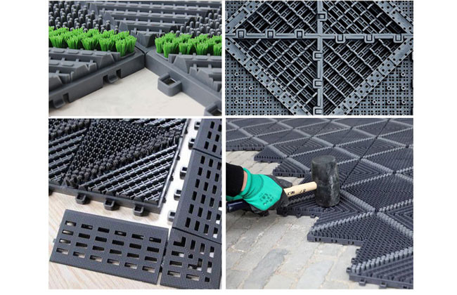 Indoor Interlocking Plastic Floor Mats 150*150MM Restaurant Entrance Mats