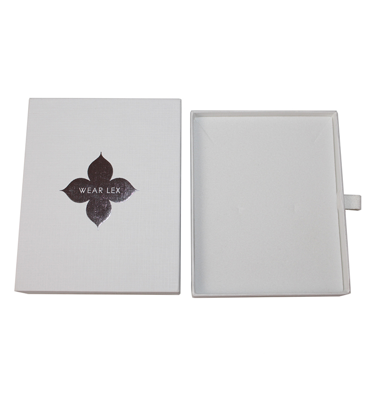 Other Gift Craft Surface Finish Glossy White Box with Black Silver Hot Foil Logo