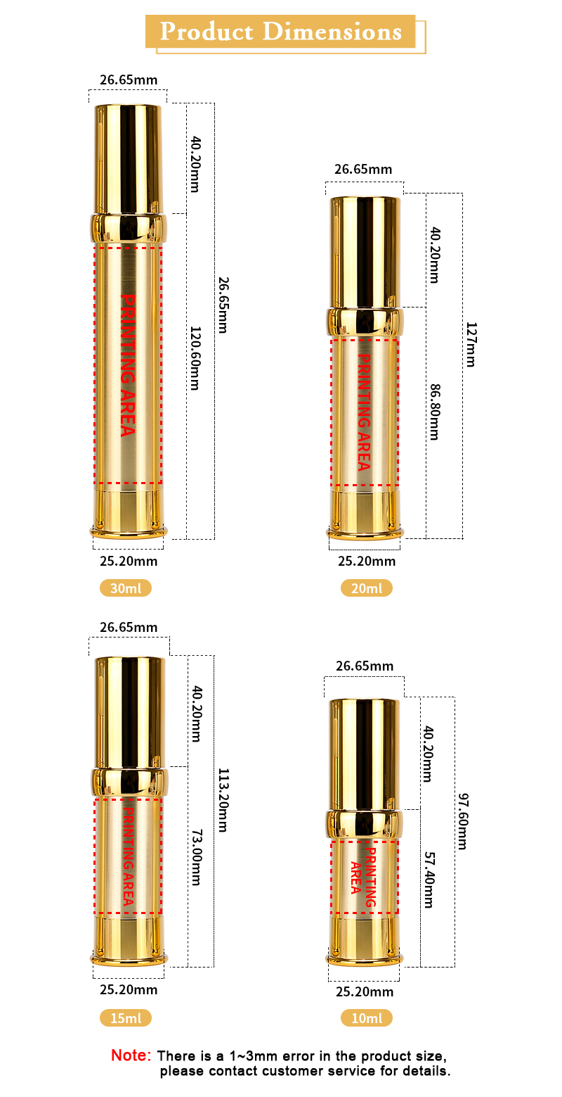 Plastic Vacuum Cosmetic Face Cream Pump Bottle With Clear Cap 10ml - 30ml