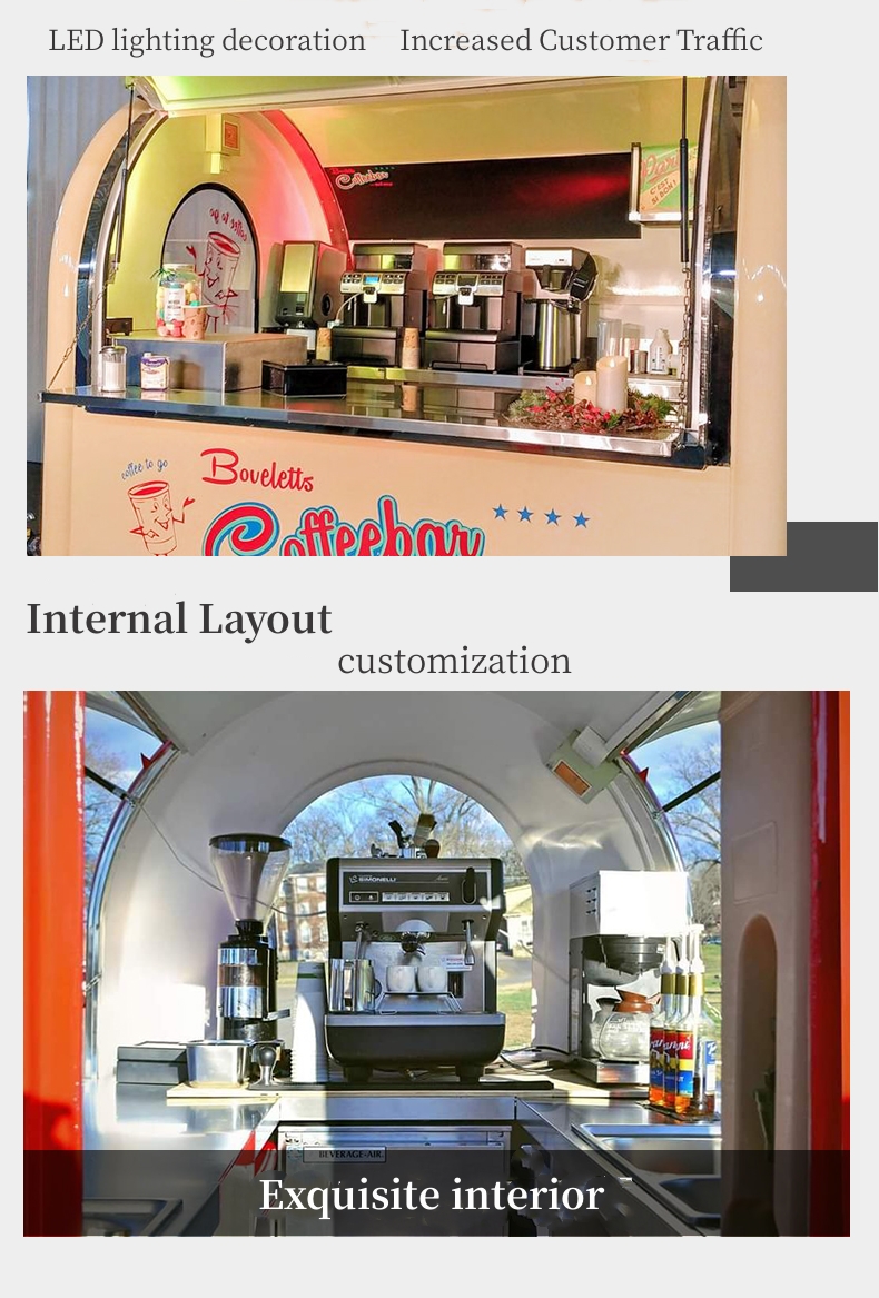 Vacuum Tyre Mobile Food Carts with Grilled Sausage Machine and Stainless Steel Design