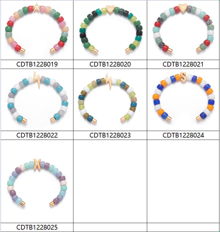 18.5cm Handmade Beaded Bangles , Stainless Steel Forte Beads Bracelet multicolor
