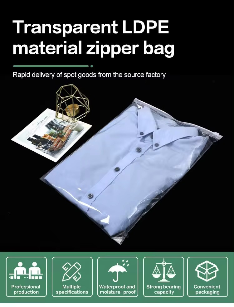 Customize Biodegradable Material Securely Sealed Clear Waterproof Zipper Pouch