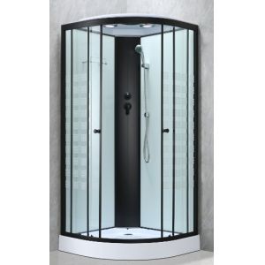 China Customizable Shower Pods Cabins With Printing Glass And Black Frame on sale