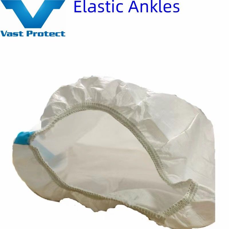 White Breathable Anti-Static Disposable Microporous Coverall with Sealed Seam