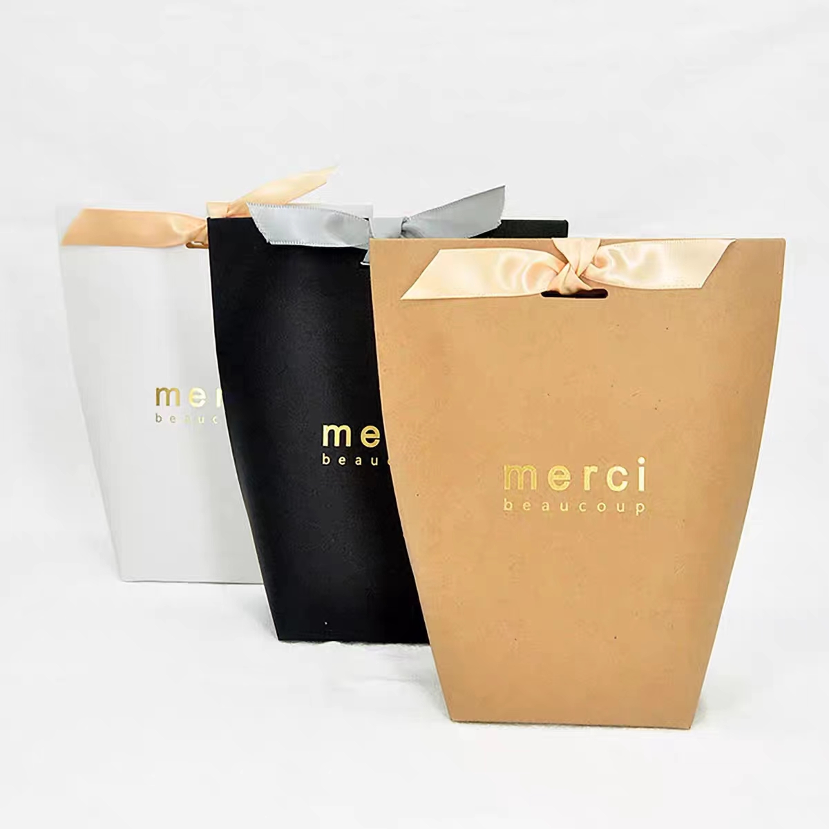 cardboard Thank You Paper Bags Gravure printing For Small Business