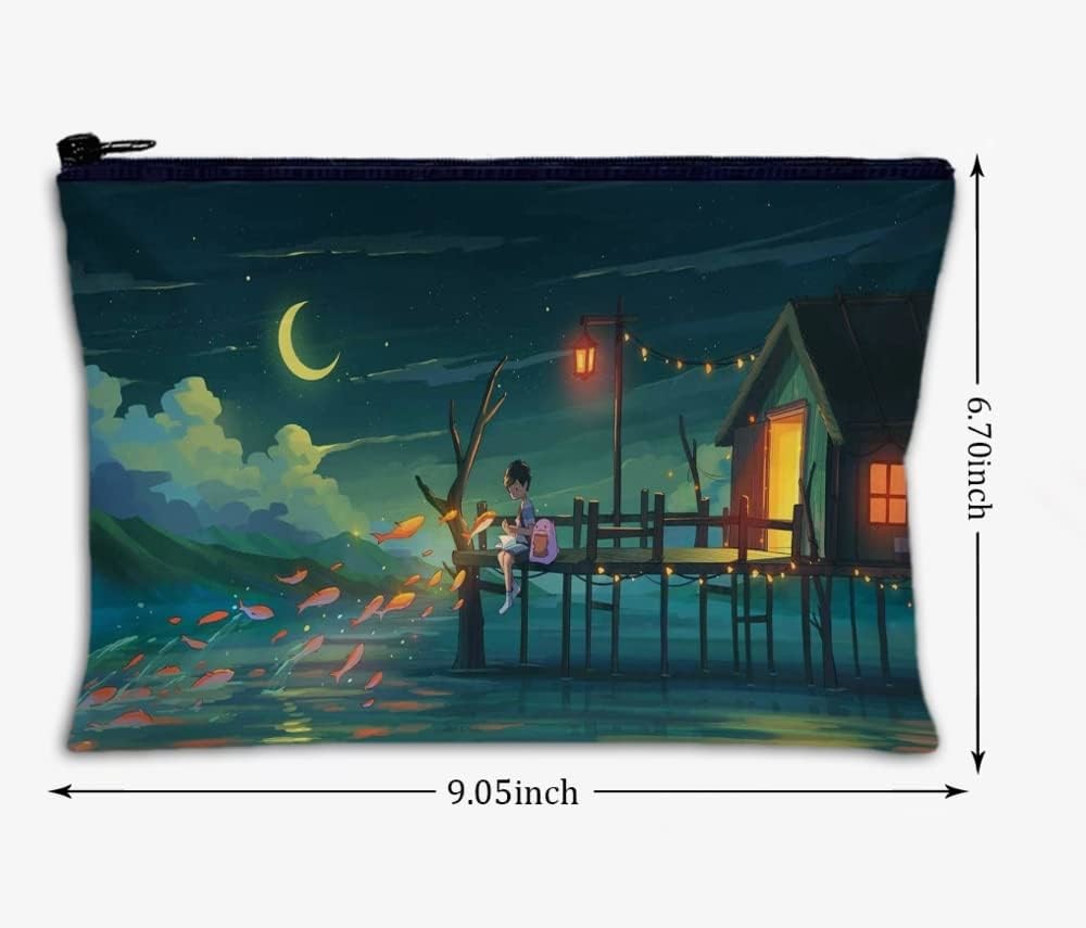 Green Waterproof Cosmetic BagMakeup Bag Organizer Toiletry Bag Portable Cosmetic Pouch Cute anime