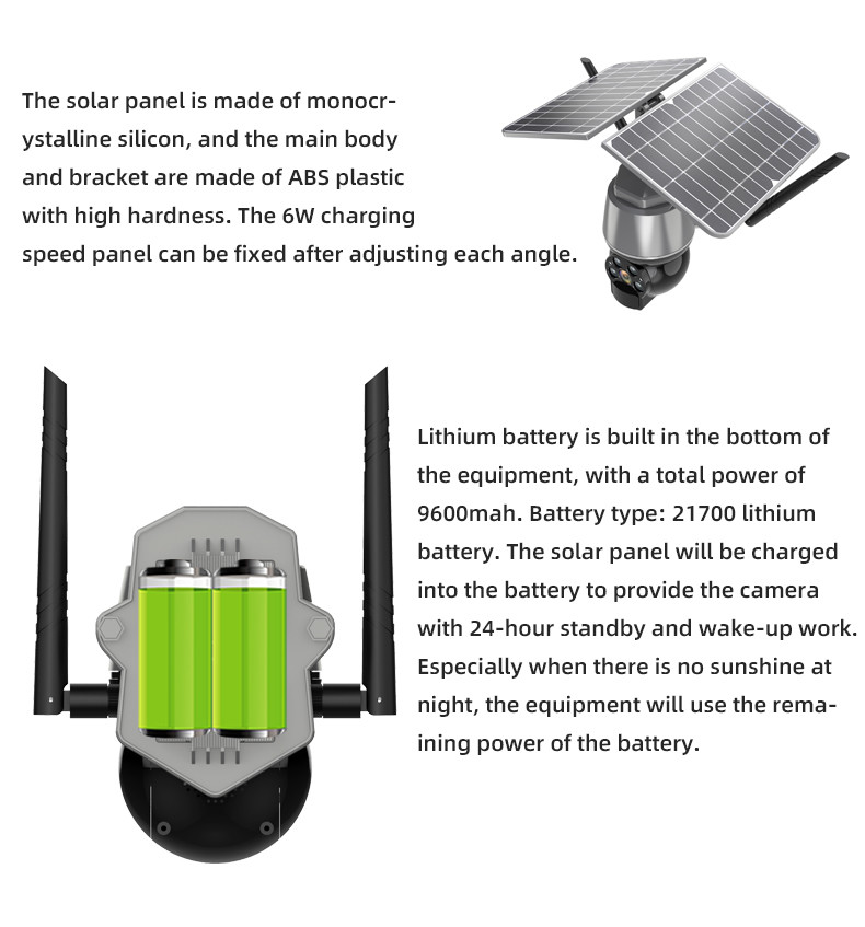 H.265 Mp4 4g Wifi Security Camera Solar Ptz Ir Night Vision