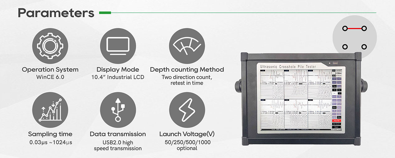 Pile Testing Cross Hole Sonic Logging Equipment 3 Channels Jgj 106 Standard