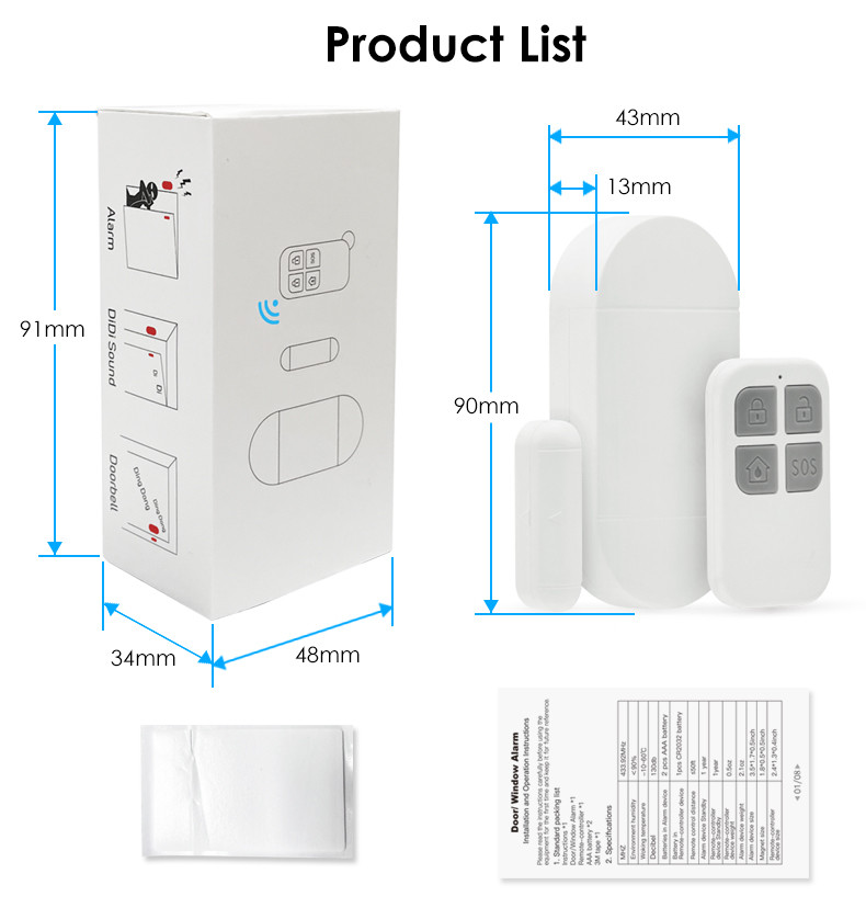 Anti -Theft Burglar Alarm with Remote Wireless Window and Door Open Entry Alert Magnetic Sensor Alarm