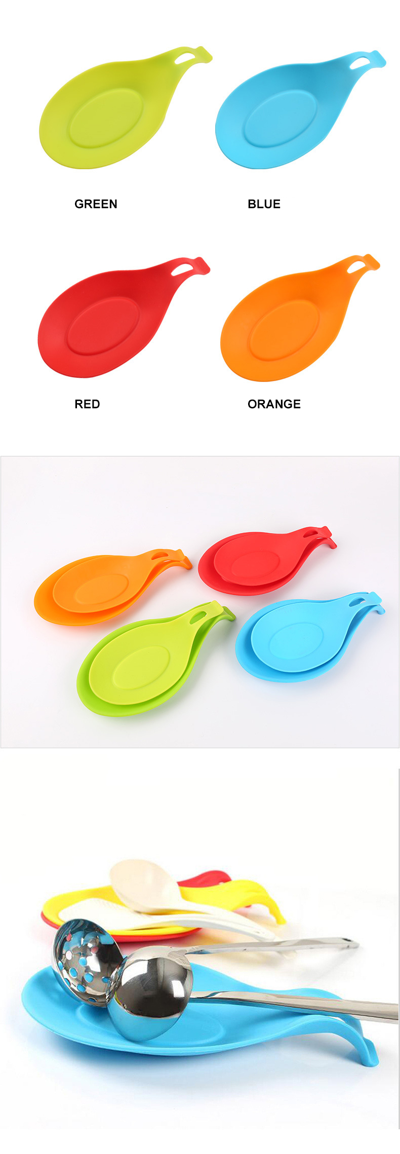 37g 72g Silicone Kitchen Product Silicone Rest Pad Spoon Holder