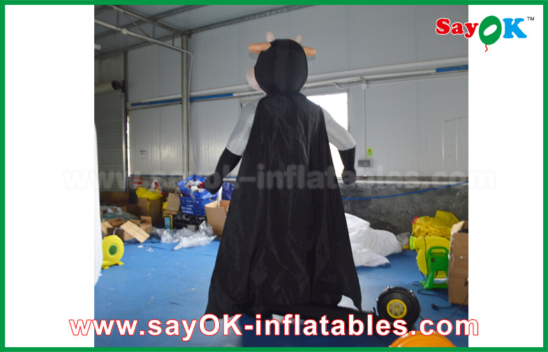 Blue / Red Inflatable Superman Cow Customized Animal Character Inflatable Model