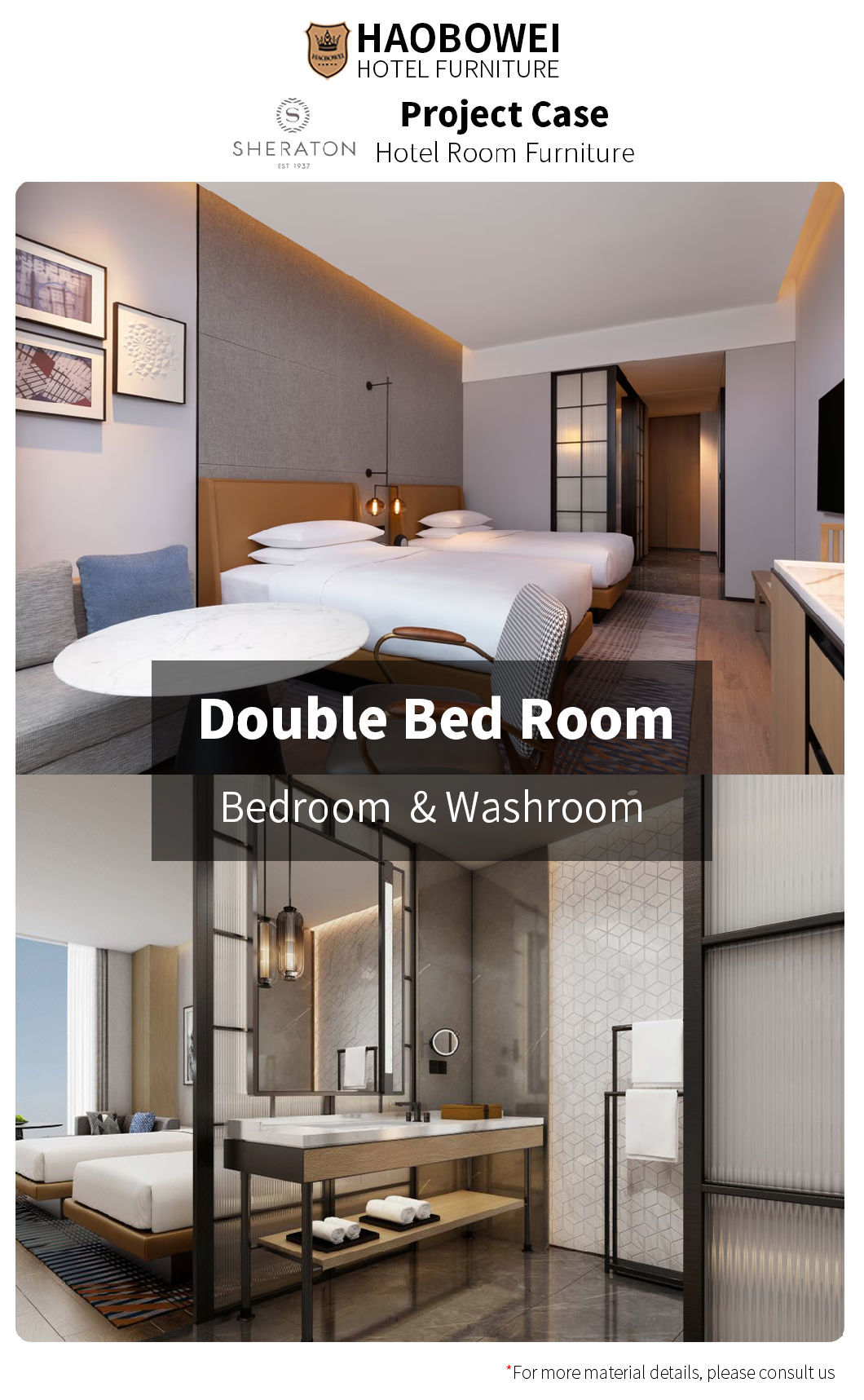 Sheraton by Marriott Business Hotel Modern Standard King Size Bedroom Furniture Set