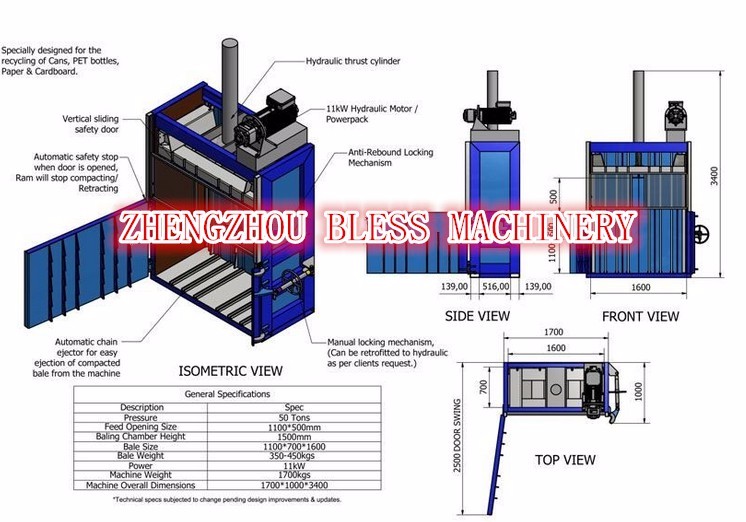 Single Double Cylinder Used Clothing Baler with High Density and Hydraulic Compactor