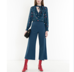 New Arrival Elegant Red Woman Autumn Long Sleeve Low V-neck Blouse and Ladies Shirt