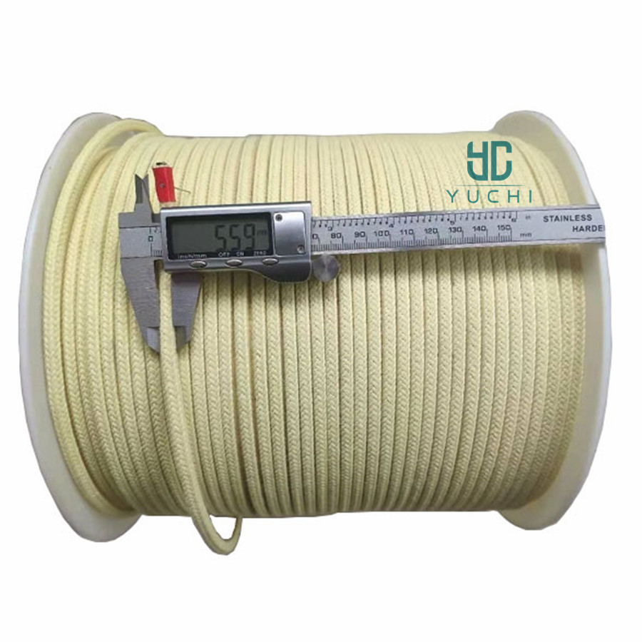 100% kevlar aramid yarn ropes Braided Kevlar aramid rope for glass tempering machine furnace