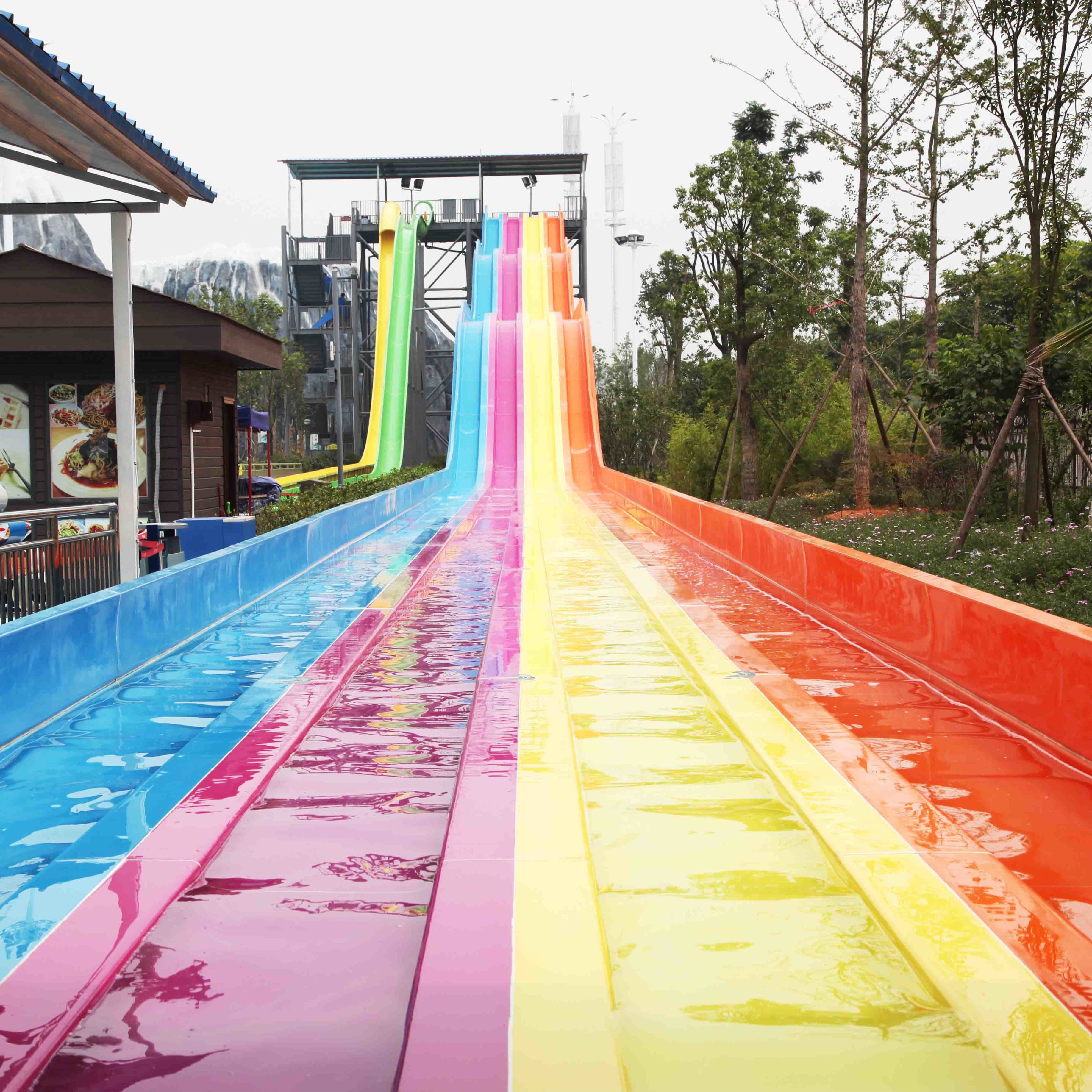 4 Lanes GRP Custom Water Slides / Amusement Park Water Slides for Adults